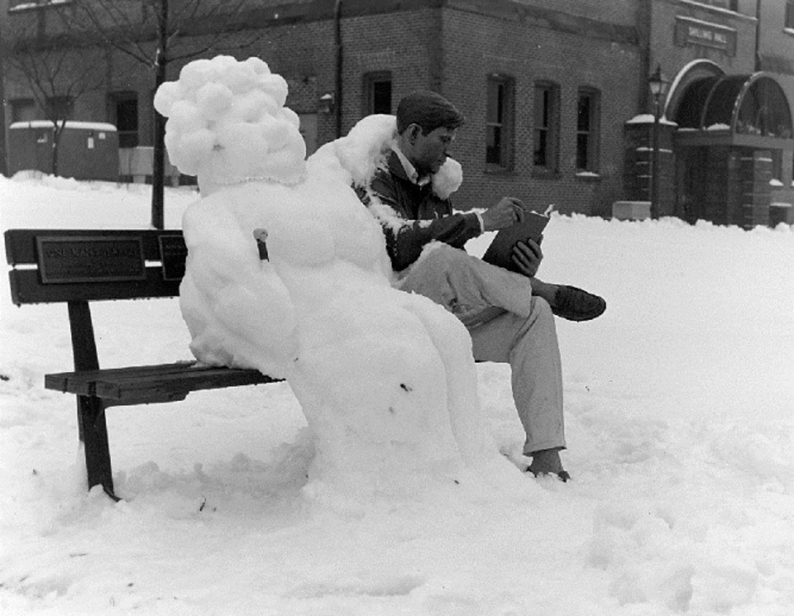 Bronze Man and snow woman